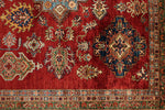 9x12 Red and Ivory Kazak Tribal Rug