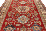 9x12 Red and Ivory Kazak Tribal Rug