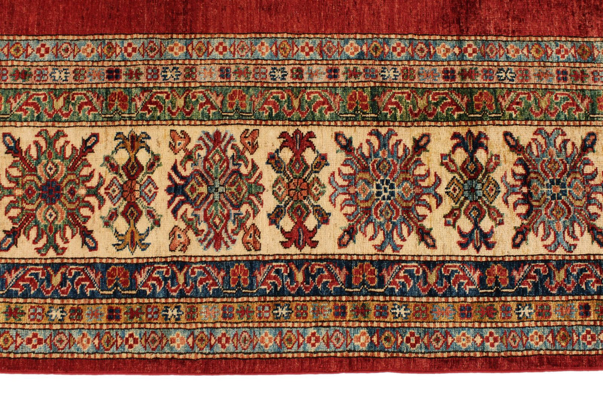 9x12 Red and Ivory Kazak Tribal Rug