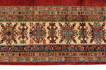 9x12 Red and Ivory Kazak Tribal Rug