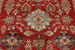 9x12 Red and Ivory Kazak Tribal Rug