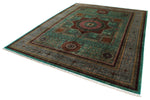 10x13 Green and Gray Turkish Tribal Rug