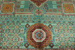 10x13 Green and Gray Turkish Tribal Rug