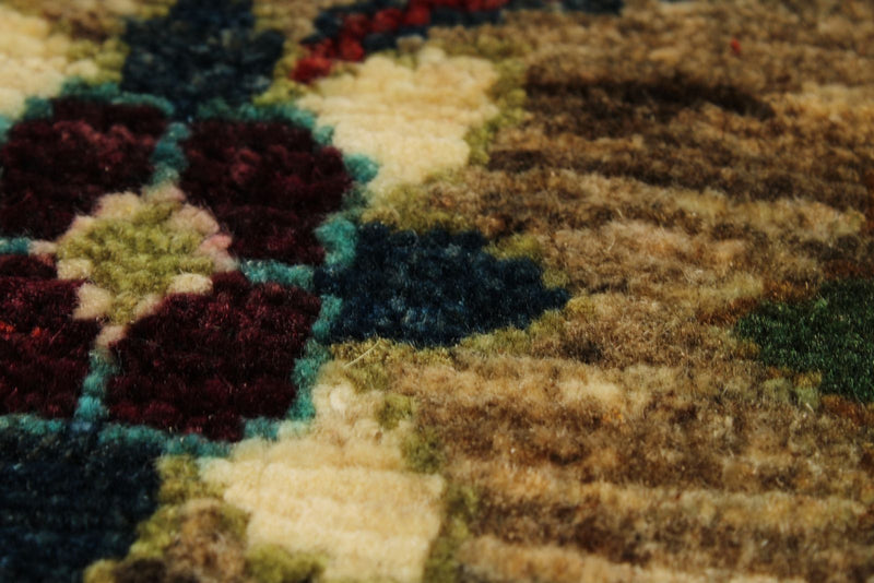 8x11 Brown and Multicolor Turkish Tribal Rug