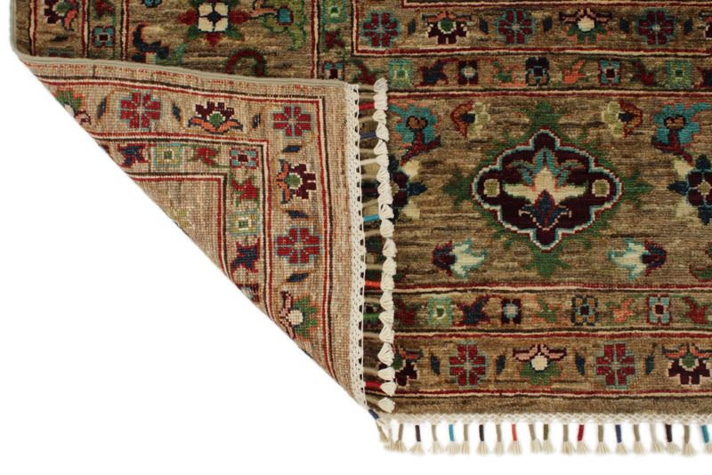 8x11 Brown and Multicolor Turkish Tribal Rug