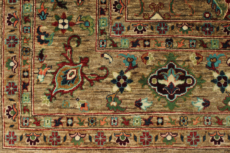 8x11 Brown and Multicolor Turkish Tribal Rug