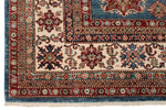 9x11 Blue and Ivory Kazak Tribal Rug