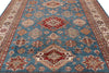 9x11 Blue and Ivory Kazak Tribal Rug