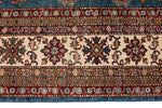 9x11 Blue and Ivory Kazak Tribal Rug