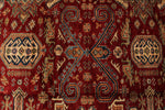10x13 Red and Ivory Kazak Tribal Rug