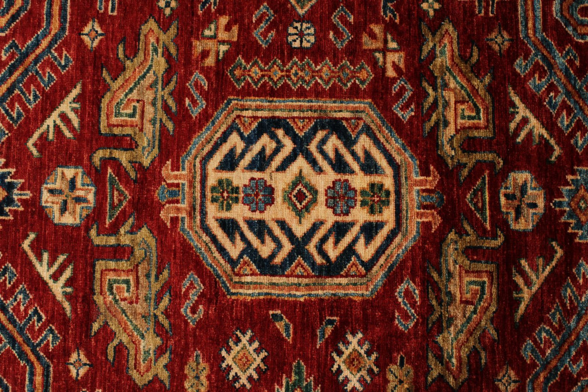 10x13 Red and Ivory Kazak Tribal Rug