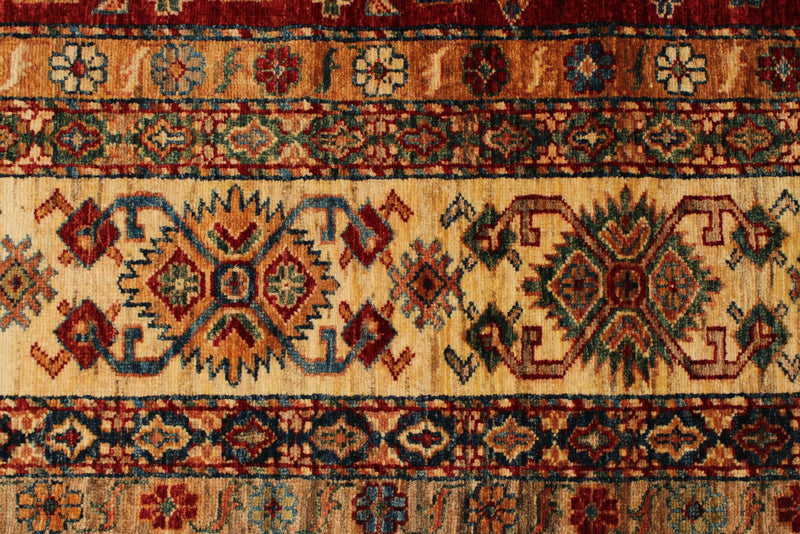 10x13 Red and Ivory Kazak Tribal Rug
