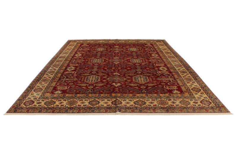 10x13 Red and Ivory Kazak Tribal Rug