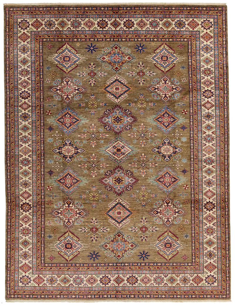 9x12 Rust and Ivory Kazak Tribal Rug