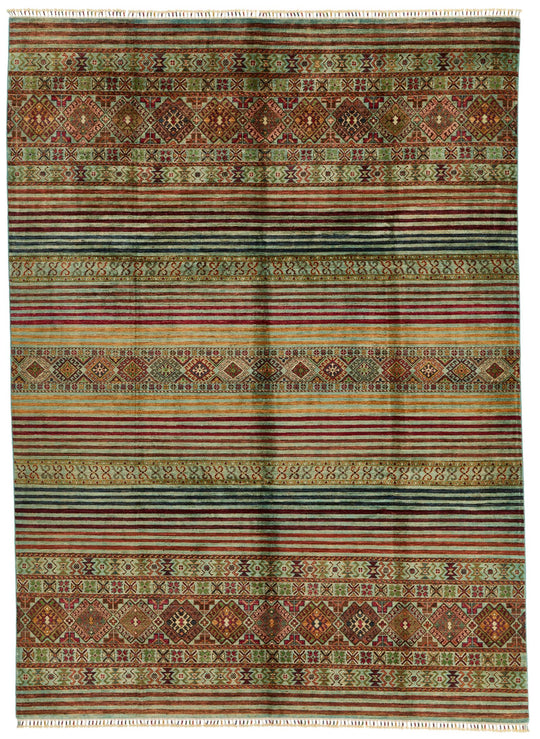 8x11 Blue and Multicolor Tribal Rug