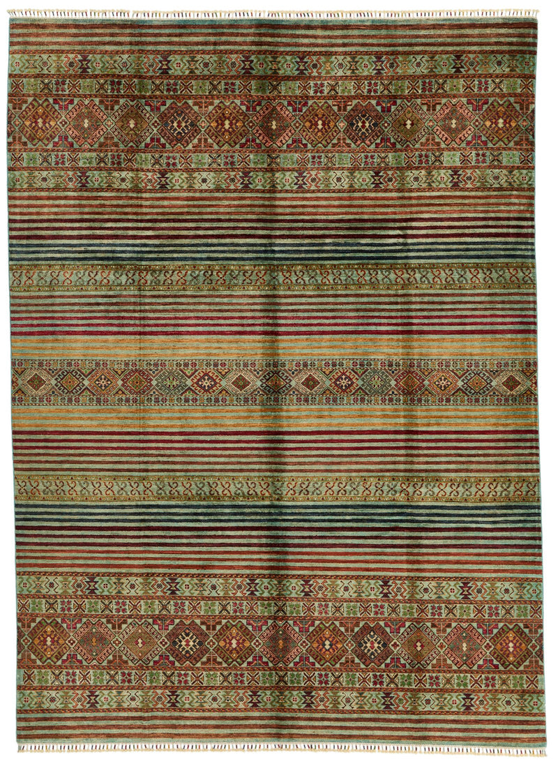 8x11 Blue and Multicolor Tribal Rug
