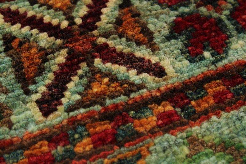 8x11 Blue and Multicolor Tribal Rug