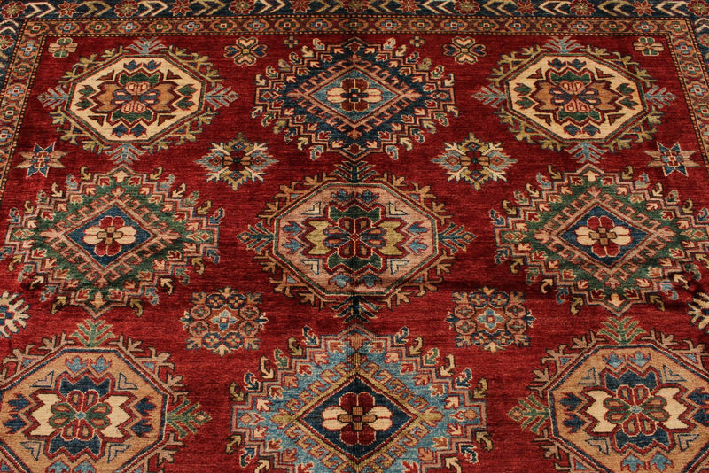 9x12 Red and Ivory Kazak Tribal Rug