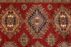 9x12 Red and Ivory Kazak Tribal Rug