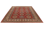 9x12 Red and Ivory Kazak Tribal Rug