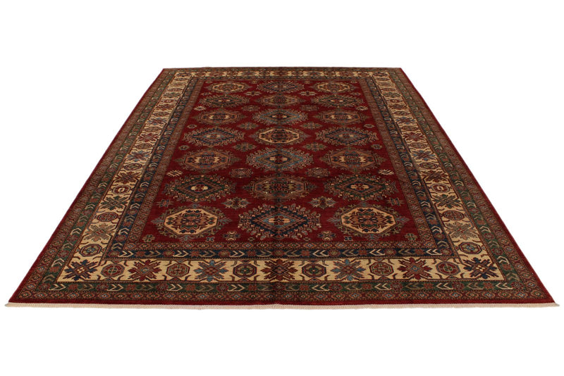 9x12 Red and Ivory Kazak Tribal Rug