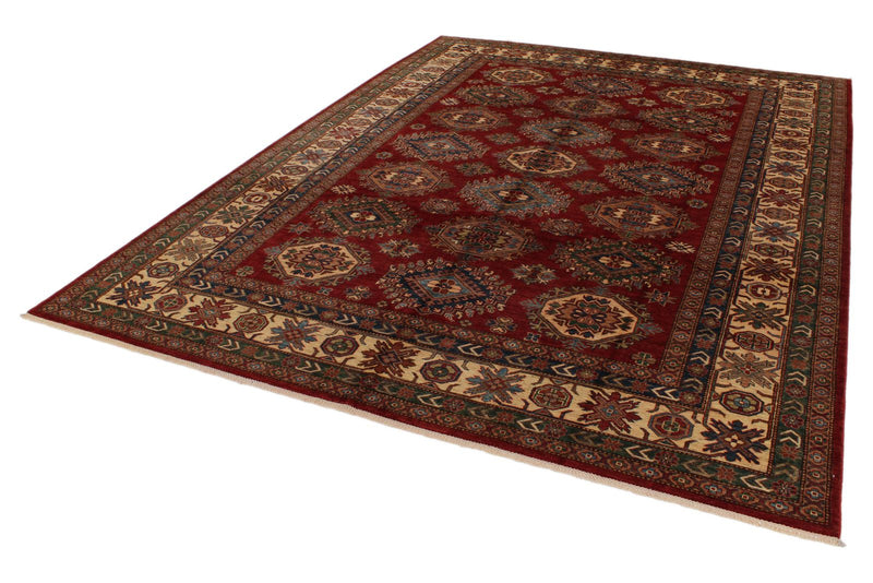 9x12 Red and Ivory Kazak Tribal Rug