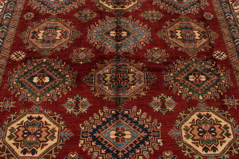 9x12 Red and Ivory Kazak Tribal Rug