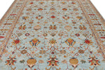 9x12 Blue and Multicolor Turkish Tribal Rug