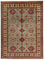 9x12 Olive Green and Ivory Kazak Tribal Rug