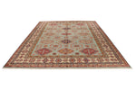 9x12 Olive Green and Ivory Kazak Tribal Rug