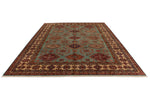 9x12 Olive Green and Ivory Kazak Tribal Rug