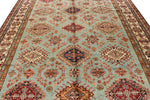 9x12 Olive Green and Ivory Kazak Tribal Rug