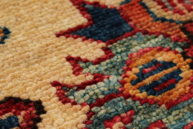 9x12 Olive Green and Ivory Kazak Tribal Rug