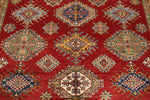 9x12 Red and Ivory Kazak Tribal Rug