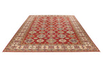 9x12 Red and Ivory Kazak Tribal Rug