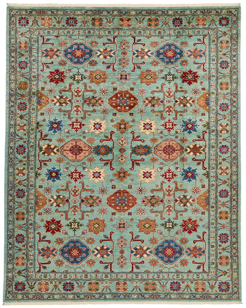 8x10 Blue and Multicolor Turkish Tribal Rug