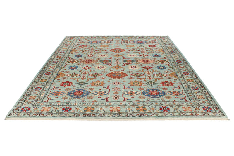 8x10 Blue and Multicolor Turkish Tribal Rug