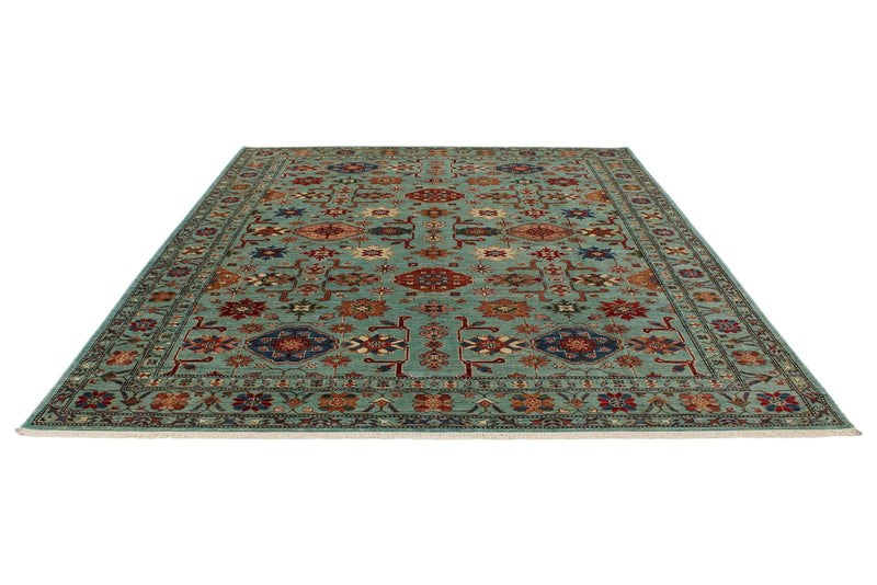 8x10 Blue and Multicolor Turkish Tribal Rug