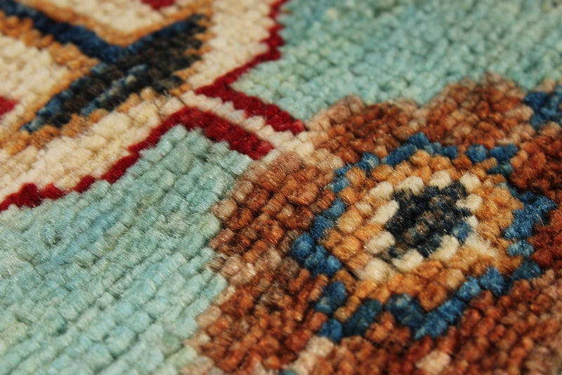 8x10 Blue and Multicolor Turkish Tribal Rug