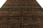 9x12 Brown and Multicolor Tribal Rug