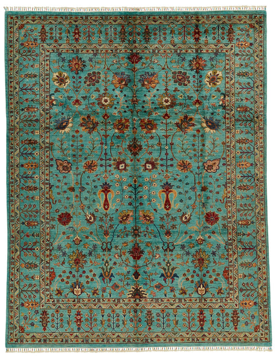 8x10 Blue and Multicolor Turkish Tribal Rug