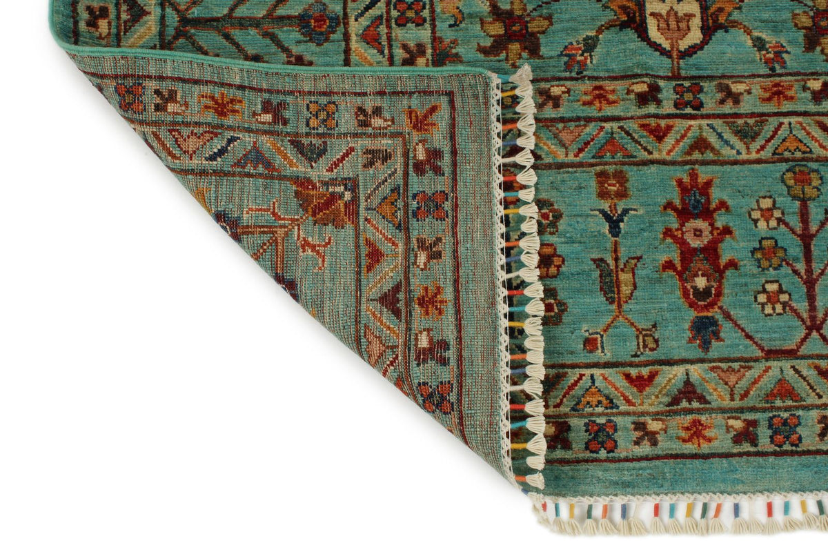 8x10 Blue and Multicolor Turkish Tribal Rug