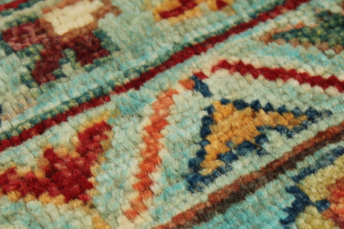 8x10 Blue and Multicolor Turkish Tribal Rug
