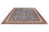 9x11 Blue and Ivory Kazak Tribal Rug