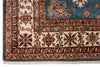 9x11 Blue and Ivory Kazak Tribal Rug