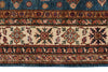 9x11 Blue and Ivory Kazak Tribal Rug