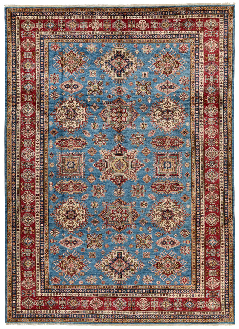 10x14 Blue and Red Kazak Tribal Rug