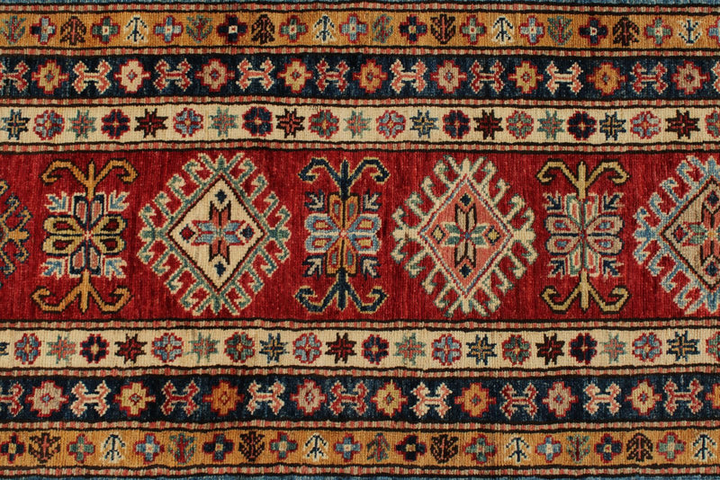 10x14 Blue and Red Kazak Tribal Rug