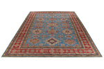 10x14 Blue and Red Kazak Tribal Rug