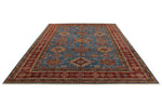 10x14 Blue and Red Kazak Tribal Rug